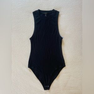 Women’s Sleeveless Solid Black Bodysuit